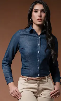 BLUSA BIBO MEZCLILLA MANGA LARGA DAMA  