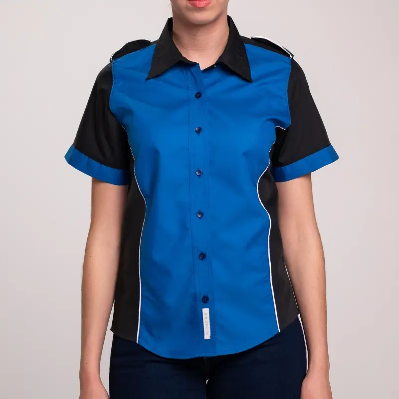BLUSA AIRMAN ESCUDERIA COMBINACION 2 DAMA MANGA CORTA AZUL/NEGRO