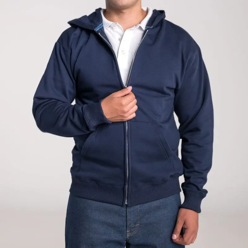 SUDADERA AIRMAN FELPA CON CIERRE Y CAPUCHA CABALLERO AZUL MARINO