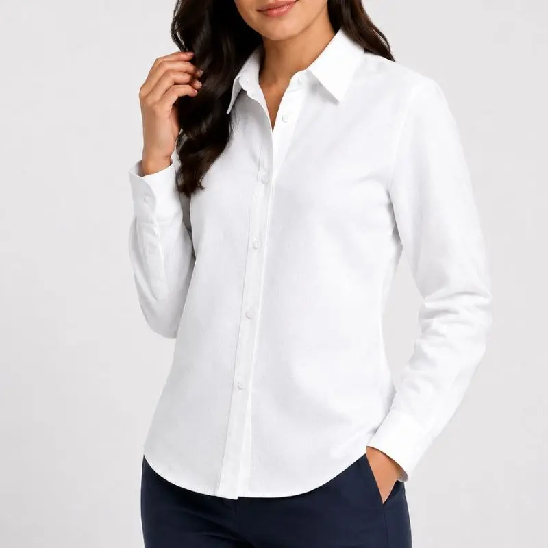 BLUSA UNILINE OXFORD MANGA LARGA BLANCO