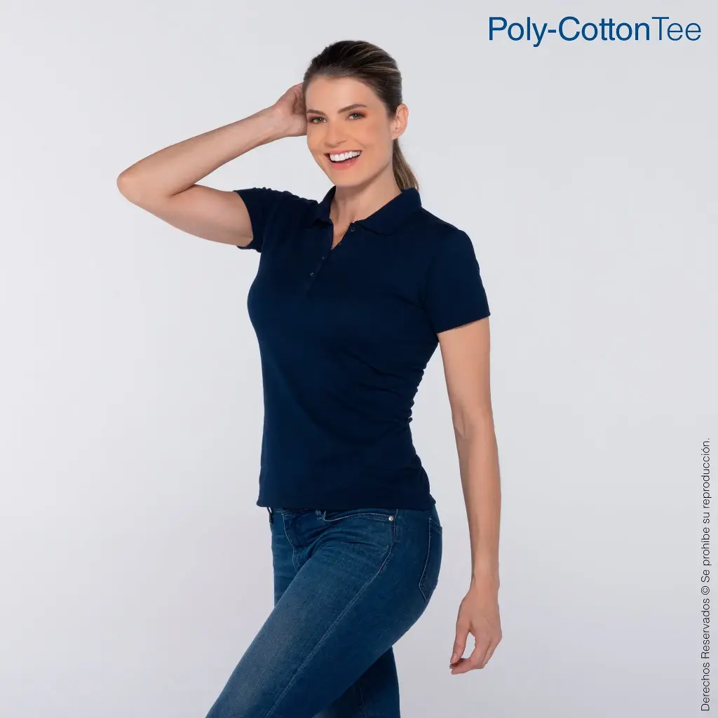 D0550 Playera Tipo Polo Piqué Manga Corta con Silueta para Dama 