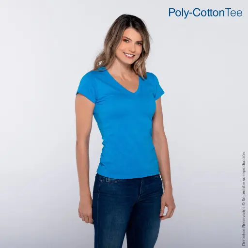 [D0356 ] D0356 PLAYERA CUELLO V MANGA CORTA CON SILUETA PARA DAMA