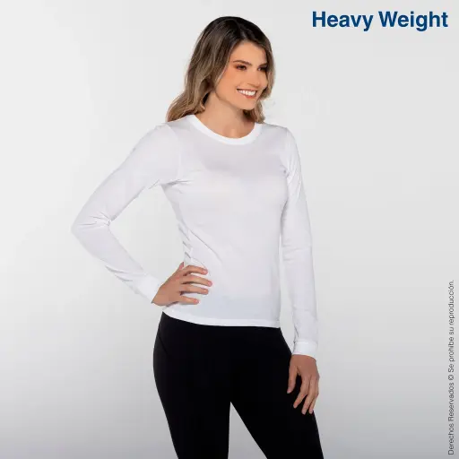 [D0304 ] D0304 PLAYERA PESO COMPLETO CUELLO REDONDO MANGA LARGA CON SILUETA PARA DAMA