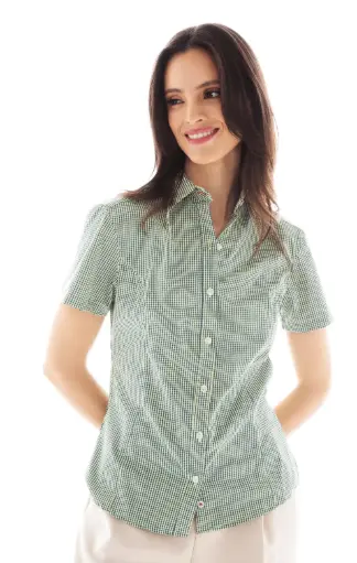[6004D ] 6004D PLAYERYTEES BLUSA DE CUADROS MANGA CORTA PARA DAMA