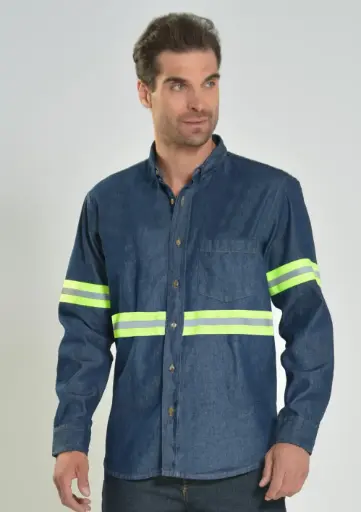 CAMISA PREZENZA MEZCLILLA C/REFLEJANTE CABALLERO
