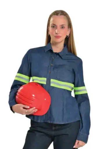 BLUSA PREZENZA MEZCLILLA C/REFLEJANTE DAMA 
