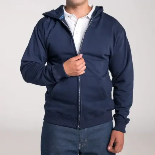 SUDADERA AIRMAN FELPA CON CIERRE Y CAPUCHA CABALLERO AZUL MARINO