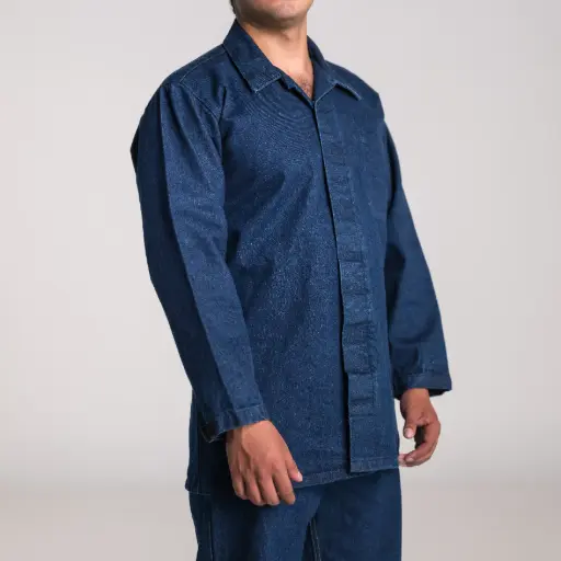 [CMMZ4CLAZ5]  CAMISOLA UNILINE MEZCLILLA 14 OZ CABALLERO MANGA LARGA AZUL STONE